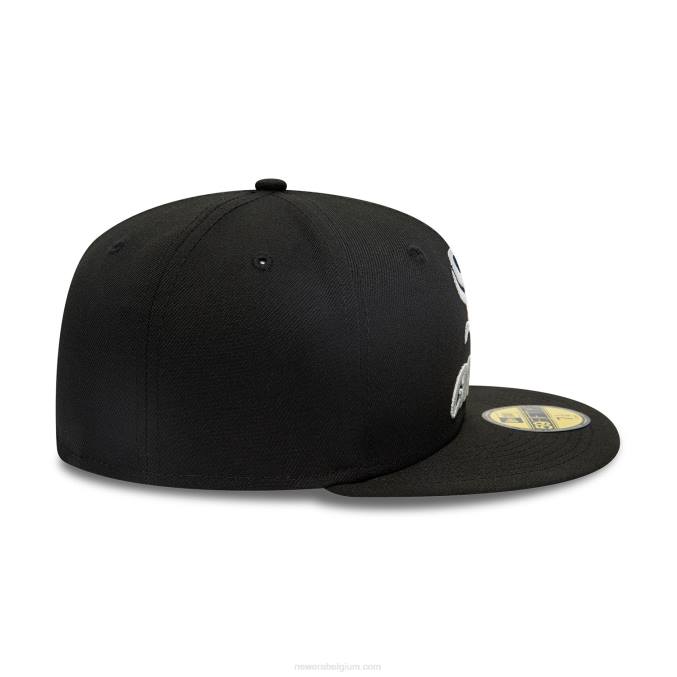 New Era chicago witte sox dubbele logo zwarte 59fifty getailleerde pet BT2412