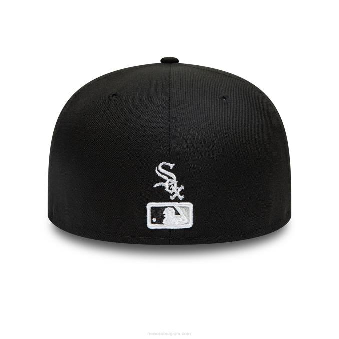 New Era chicago witte sox dubbele logo zwarte 59fifty getailleerde pet BT2412
