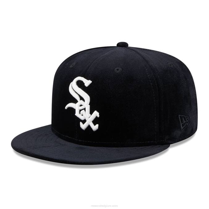 New Era chicago witte sox fluwelen zwarte 59fifty getailleerde pet BT24813