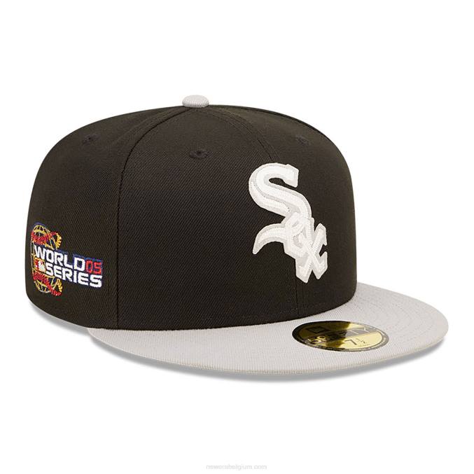 New Era chicago witte sox ne letterman zwarte 59fifty getailleerde pet BT24216