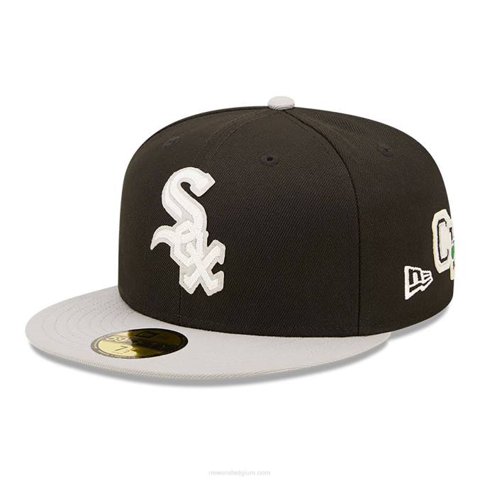 New Era chicago witte sox ne letterman zwarte 59fifty getailleerde pet BT24216