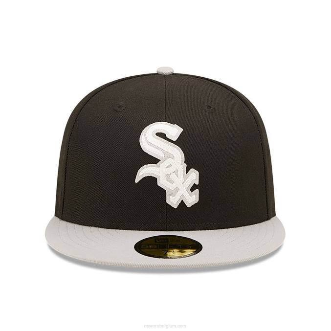 New Era chicago witte sox ne letterman zwarte 59fifty getailleerde pet BT24216