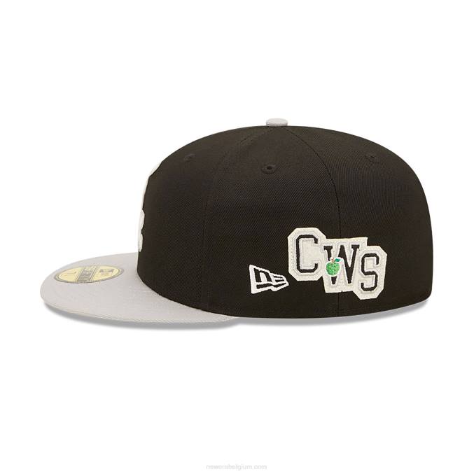 New Era chicago witte sox ne letterman zwarte 59fifty getailleerde pet BT24216