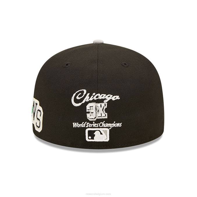 New Era chicago witte sox ne letterman zwarte 59fifty getailleerde pet BT24216