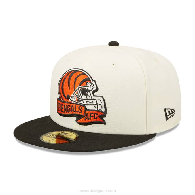New Era cincinnati bengals nfl zijlijn 2022 witte 59fifty getailleerde pet BT24911