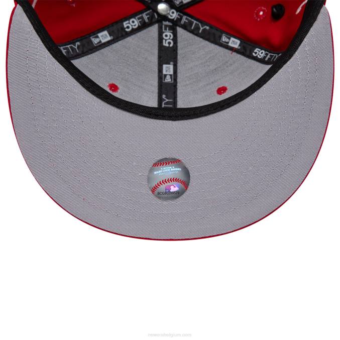 New Era cincinnati reds historische champs rode 59fifty getailleerde pet BT24274