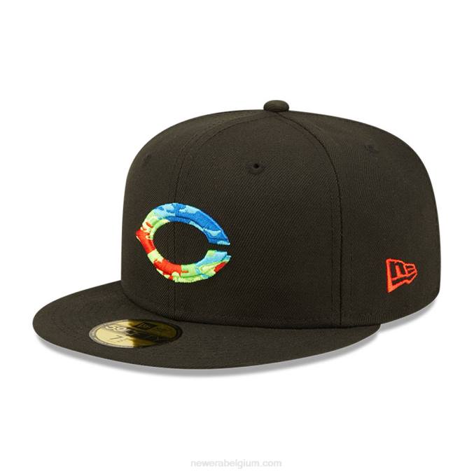 New Era cincinnati reds infrarood zwart 59fifty getailleerde pet BT24475