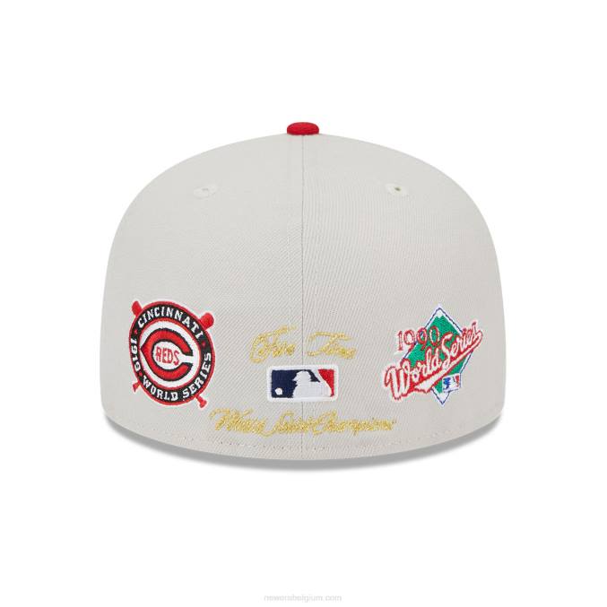 New Era cincinnati reds varsity letter stone 59fifty getailleerde pet BT24129