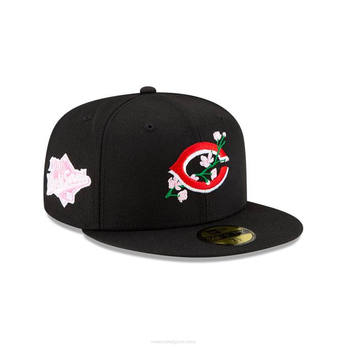 New Era cincinnati reds zijpatch bloom zwart 59fifty getailleerde pet BT241257