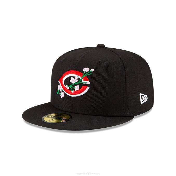 New Era cincinnati reds zijpatch bloom zwart 59fifty getailleerde pet BT241257