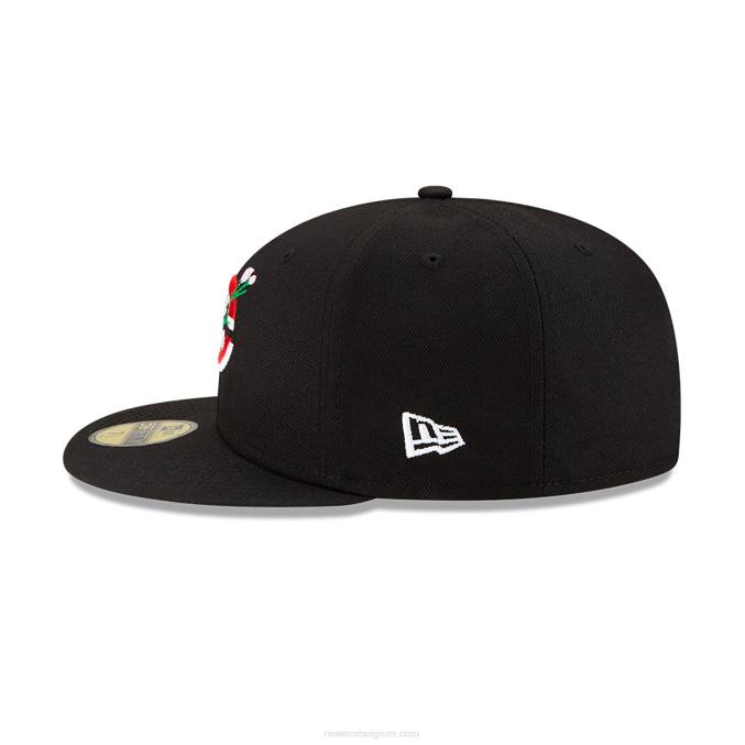 New Era cincinnati reds zijpatch bloom zwart 59fifty getailleerde pet BT241257