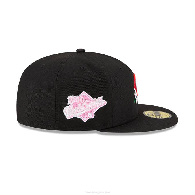 New Era cincinnati reds zijpatch bloom zwart 59fifty getailleerde pet BT241257