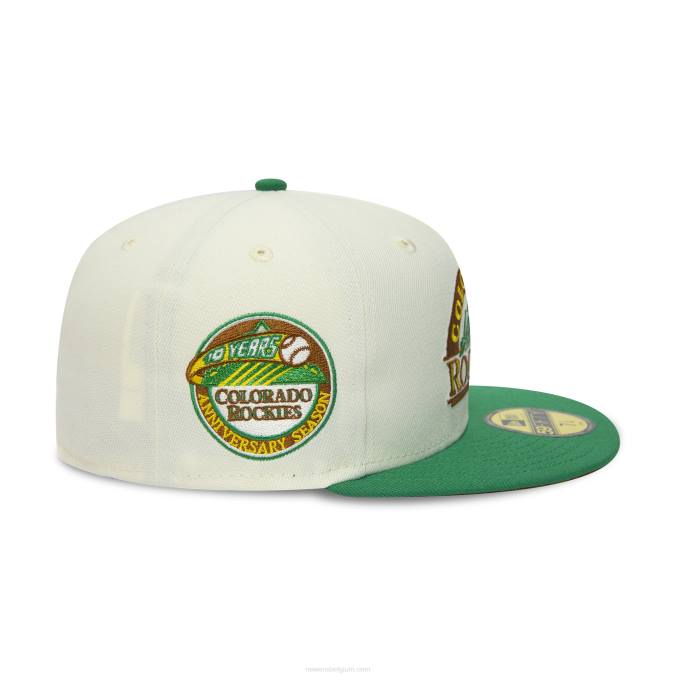 New Era colorado rockies 10 jaar chroom wit 59fifty getailleerde dop BT24101