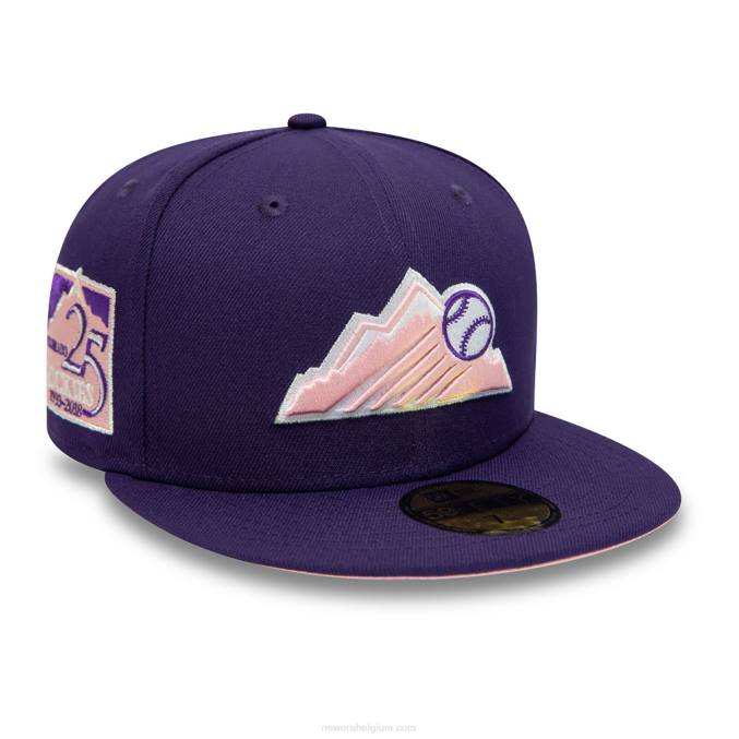 New Era colorado rockies 25 jaar paarse 59fifty getailleerde pet BT243