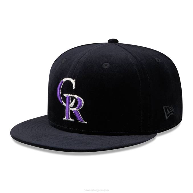 New Era colorado rockies fluwelen zwarte 59fifty getailleerde pet BT241290