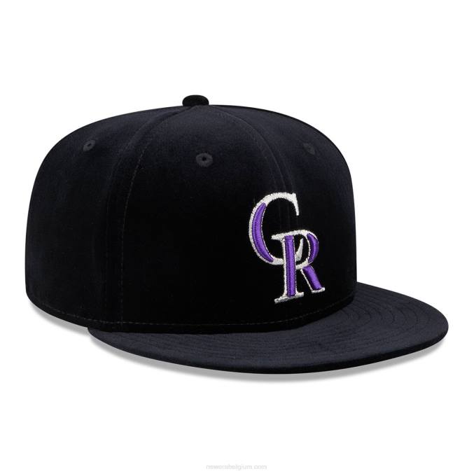 New Era colorado rockies fluwelen zwarte 59fifty getailleerde pet BT241290