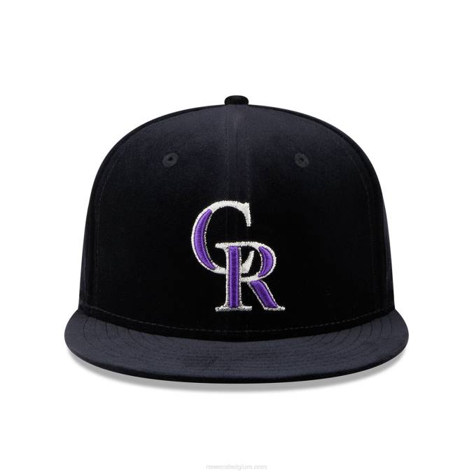 New Era colorado rockies fluwelen zwarte 59fifty getailleerde pet BT241290