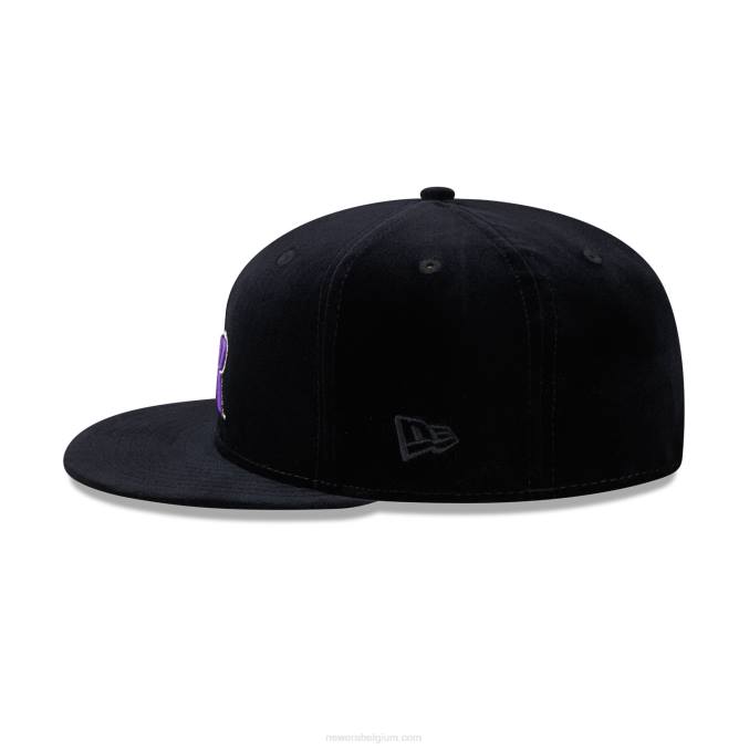 New Era colorado rockies fluwelen zwarte 59fifty getailleerde pet BT241290