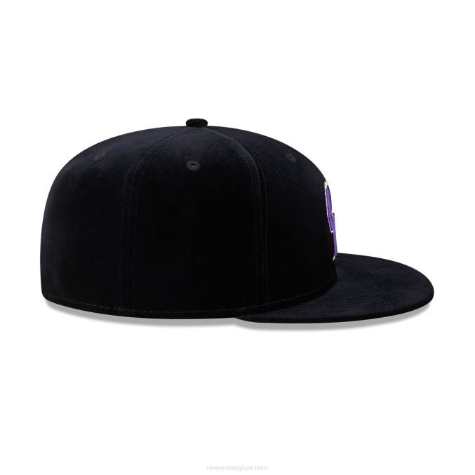 New Era colorado rockies fluwelen zwarte 59fifty getailleerde pet BT241290