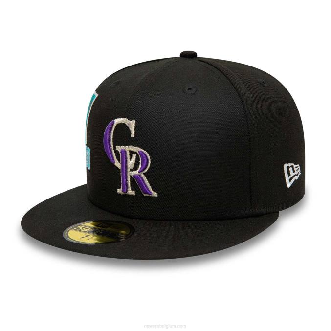 New Era colorado rockies stateview zwarte 59fifty getailleerde pet BT24630