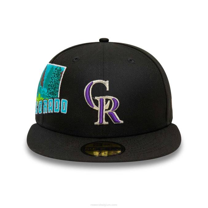 New Era colorado rockies stateview zwarte 59fifty getailleerde pet BT24630