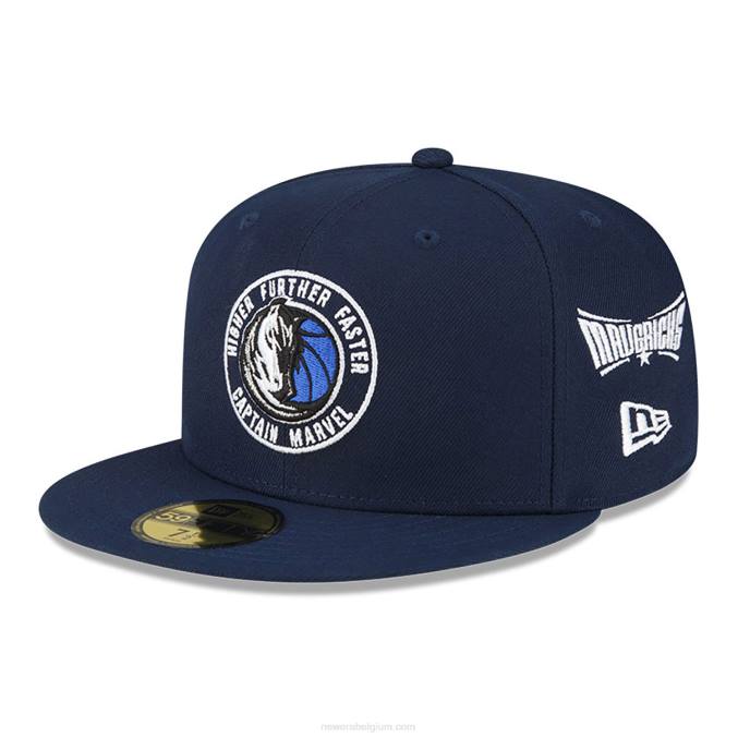 New Era dallas mavericks nba x marvel captain marvel marine 59fifty getailleerde pet BT241388