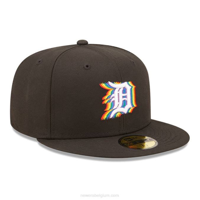 New Era detroit tigers mlb prismatische zwarte 59fifty getailleerde pet BT241380