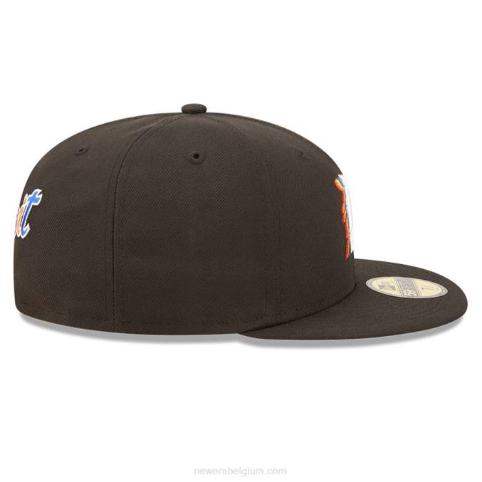 New Era detroit tigers mlb prismatische zwarte 59fifty getailleerde pet BT241380