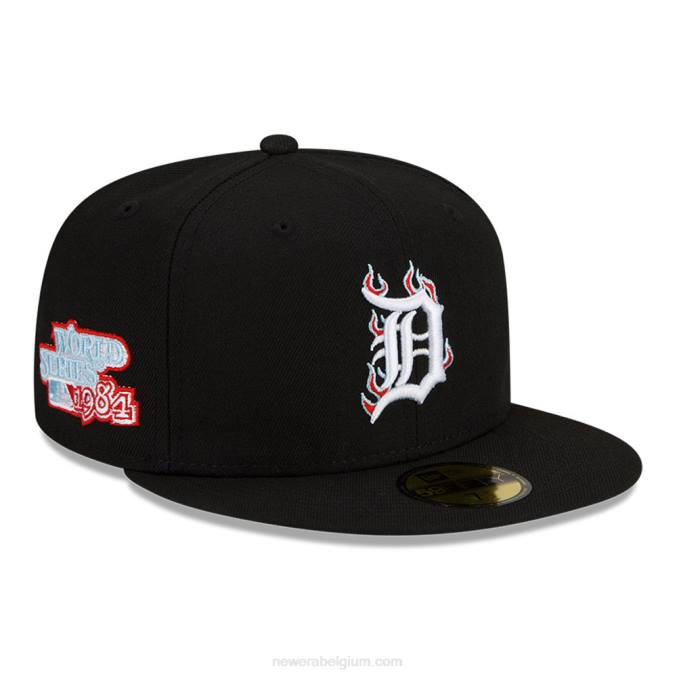 New Era detroit tigers mlb team fire zwarte 59fifty pet BT24698