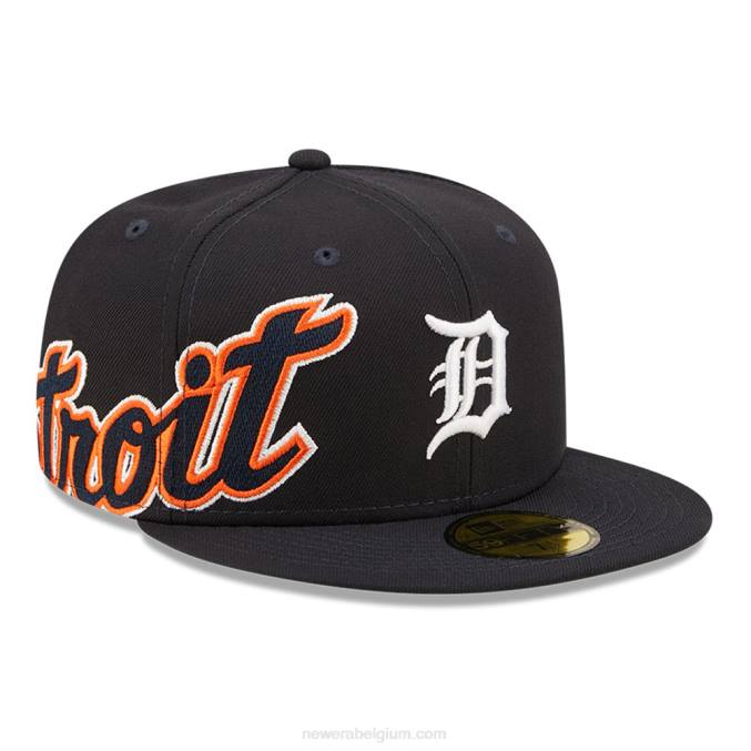 New Era detroit tigers mlb zijsplit marineblauwe 59fifty getailleerde pet BT241023