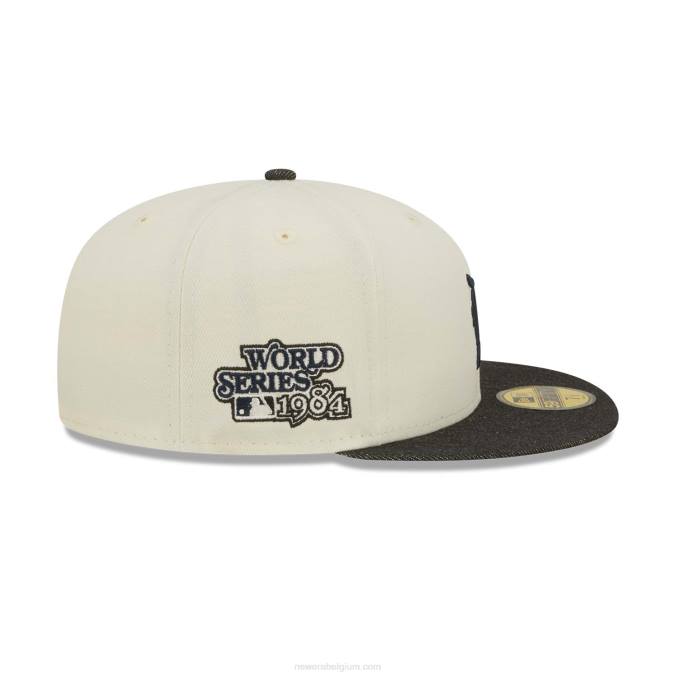 New Era detroit tigers mlb zwart denim chroom wit 59fifty getailleerde pet BT241370