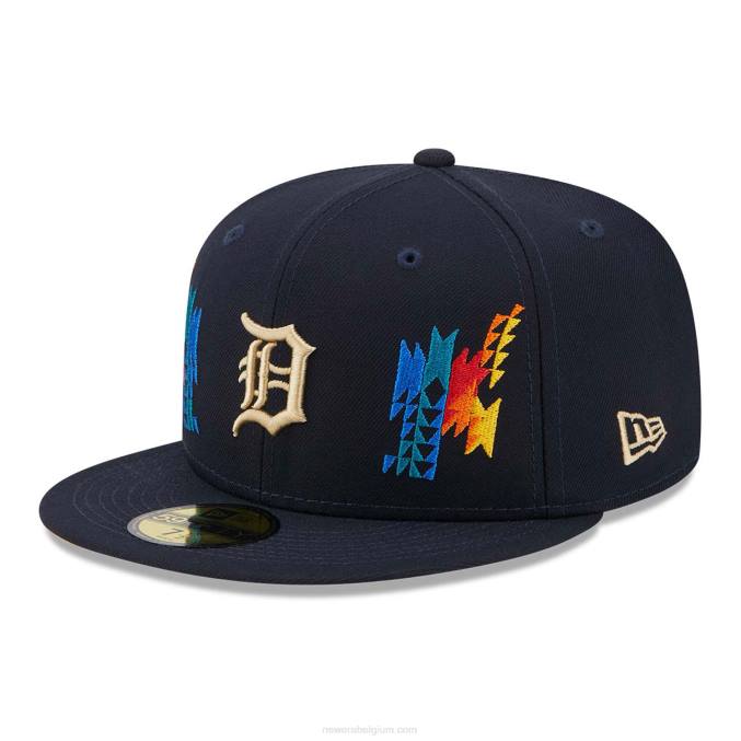New Era detroit tigers zuidwestelijke marine 59fifty getailleerde pet BT24701