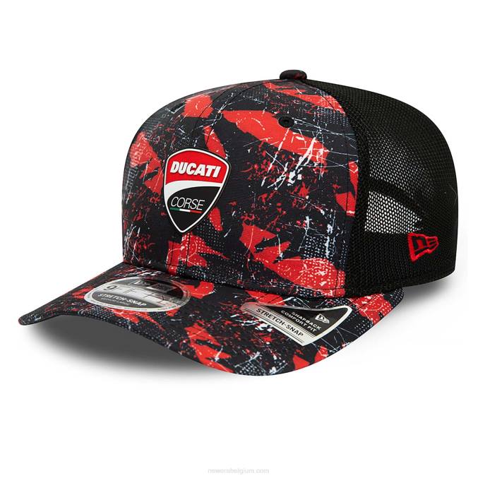 New Era ducati all-over print corse logo zwarte 9fifty stretch-snap cap BT242100