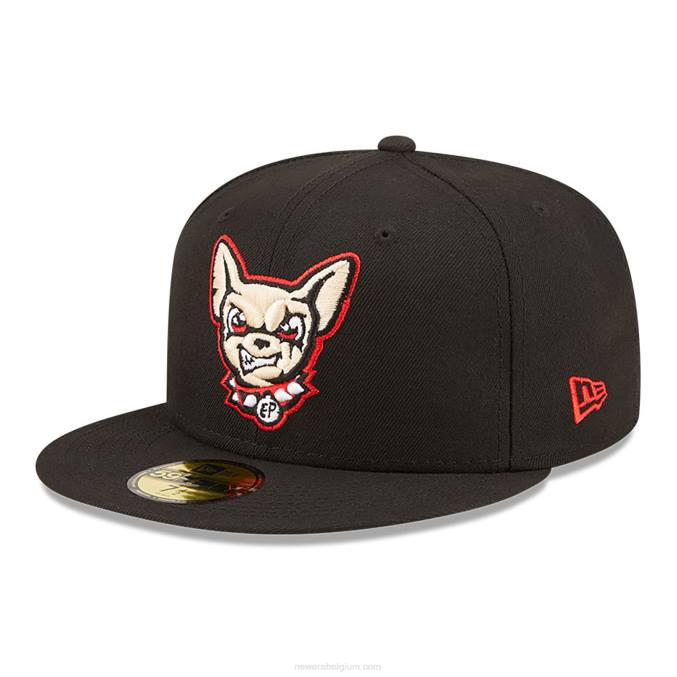 New Era el paso chihuahuas milb zwart 59fifty getailleerde pet BT2469