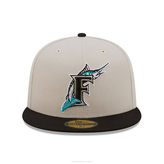 New Era florida marlins herfst klassieke witte 59fifty getailleerde pet BT2499