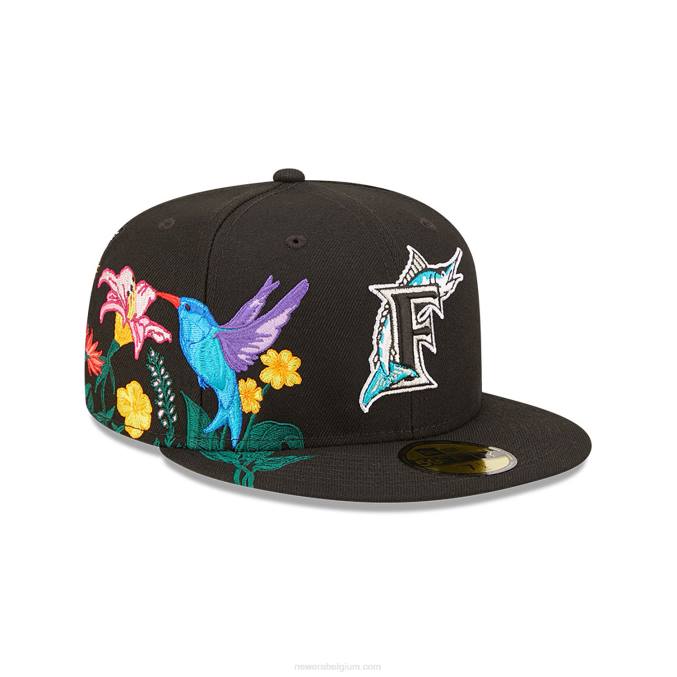 New Era florida marlins mlb blooming zwart 59fifty getailleerde pet BT24705