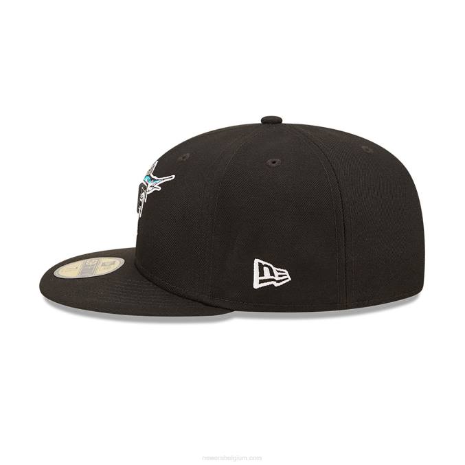 New Era florida marlins mlb blooming zwart 59fifty getailleerde pet BT24705