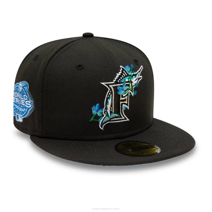 New Era florida marlins side patch bloom zwart 59fifty getailleerde pet BT24838