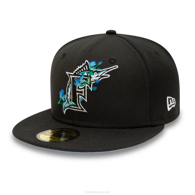 New Era florida marlins side patch bloom zwart 59fifty getailleerde pet BT24838