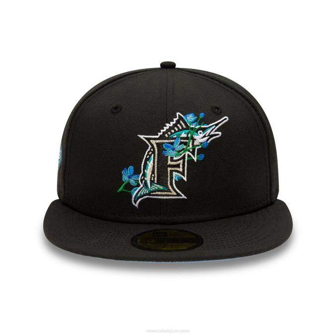 New Era florida marlins side patch bloom zwart 59fifty getailleerde pet BT24838