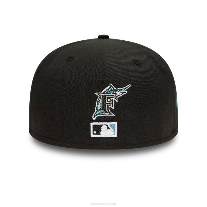 New Era florida marlins side patch bloom zwart 59fifty getailleerde pet BT24838