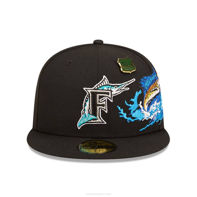 New Era florida marlins state park zwarte 59fifty getailleerde pet BT24221