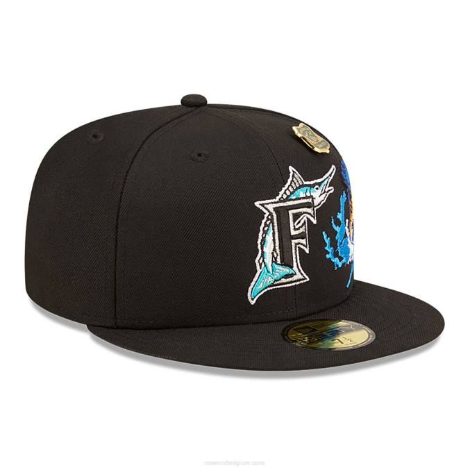 New Era florida marlins state park zwarte 59fifty getailleerde pet BT24221