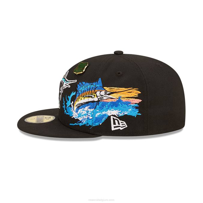 New Era florida marlins state park zwarte 59fifty getailleerde pet BT24221
