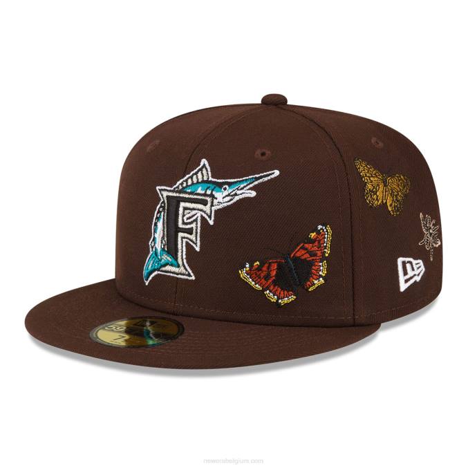 New Era florida marlins vilt x mlb bruine 59fifty getailleerde pet BT241112