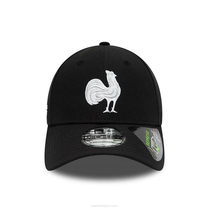 New Era franse federatie van rugby repreve zwarte 9forty verstelbare pet BT241796