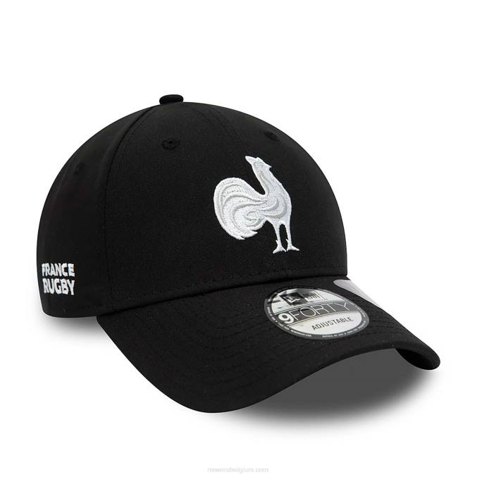 New Era franse federatie van rugby repreve zwarte 9forty verstelbare pet BT241796