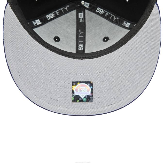 New Era fresno grizzlies milb zwart en paars 59fifty getailleerde pet BT24648