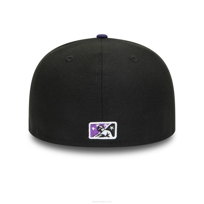 New Era fresno grizzlies milb zwart en paars 59fifty getailleerde pet BT24648