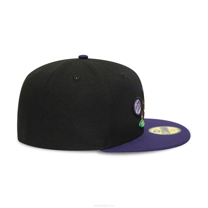 New Era fresno grizzlies milb zwart en paars 59fifty getailleerde pet BT24648